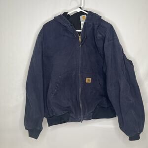 Vintage Carhartt Jacket Men’s 2XL Navy Hooded Distressed Bomber J208 MDT 90s